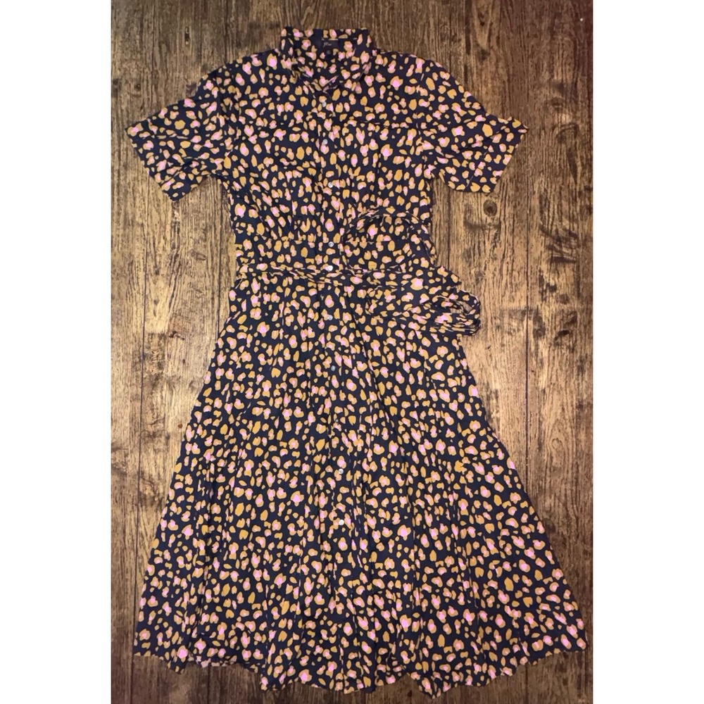 J.Crew Redbury Fit & Flare Shirt Dress Leopard 10